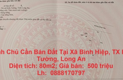 Chính Chủ Cần Bán Đất Đẹp Tại Xã Bình Hiệp, TX Kiến Tường, Long An